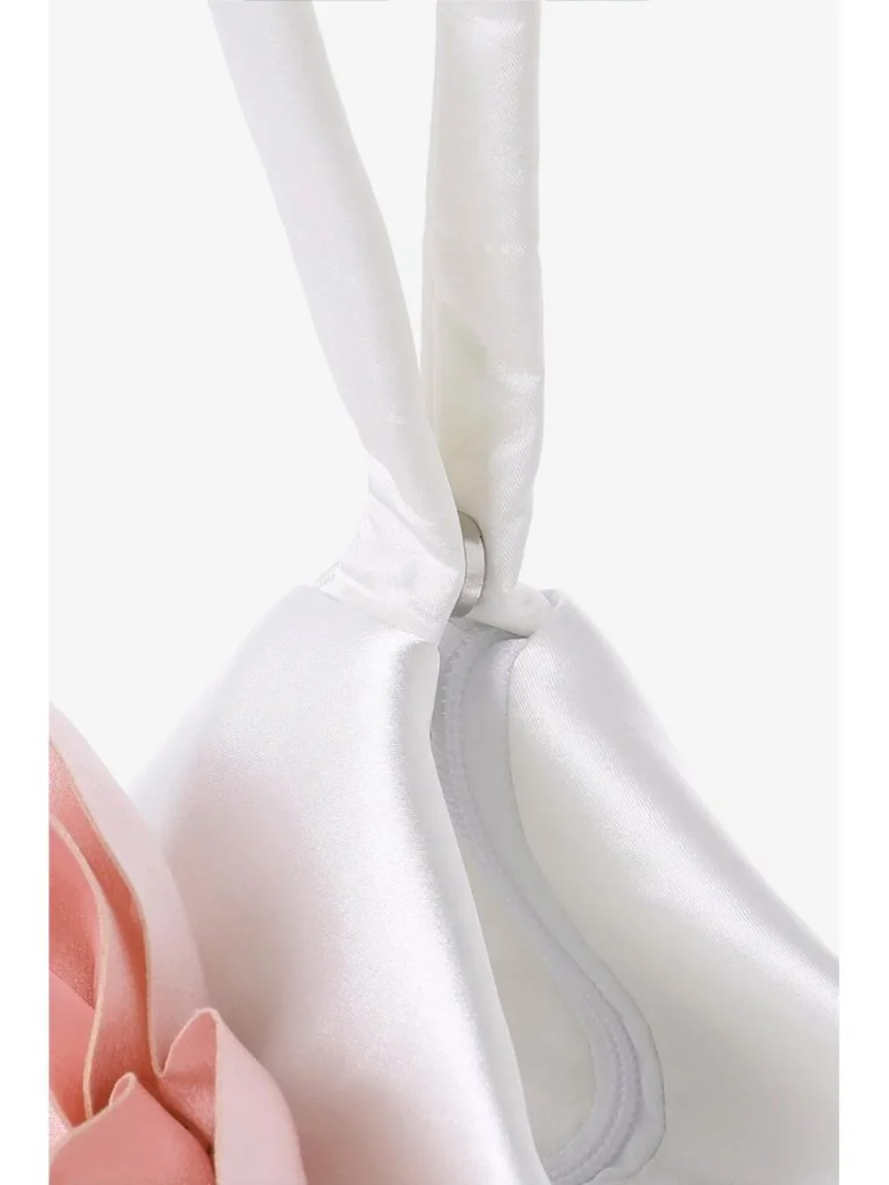 Women's Pink Flower Satin Style Evening Bags Triangle Zipper Clutch Purses
